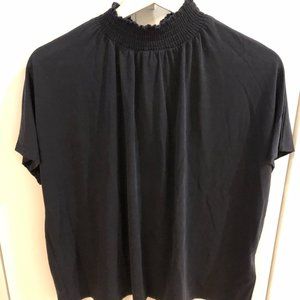 Joie Navy Gathered Neck Blouse